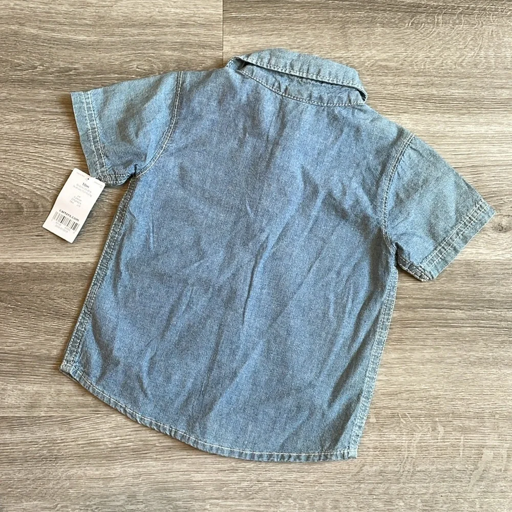 NEW Carter's baby boys chambray short sleeve button down shirt